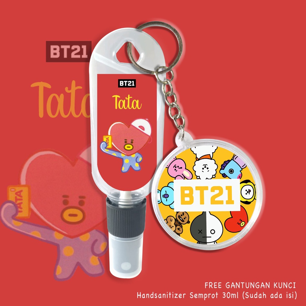 (FREE GANTUNGAN KUNCI) HAND SANITIZER KARAKTER BT21 TEAM GIFT / KADO ARMY / ARMY INDO / REAL