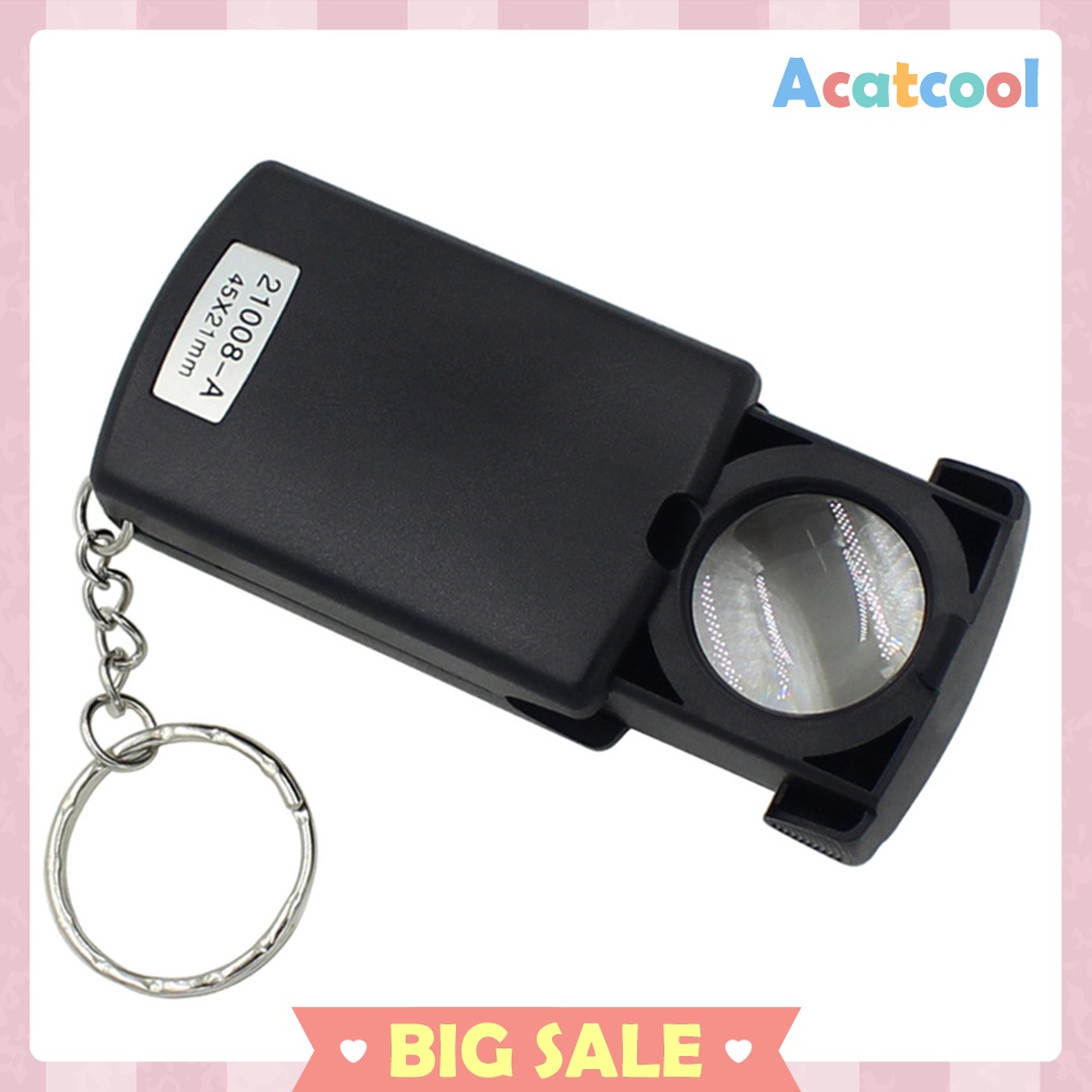 45x Glass Magnifier Portable Pulling Type Magnifying Loop with LED Light