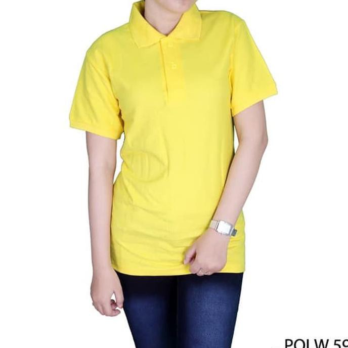 Murah Basic Polo Shirt Wanita Kuning Kenari Polw 59 - Kuning, S