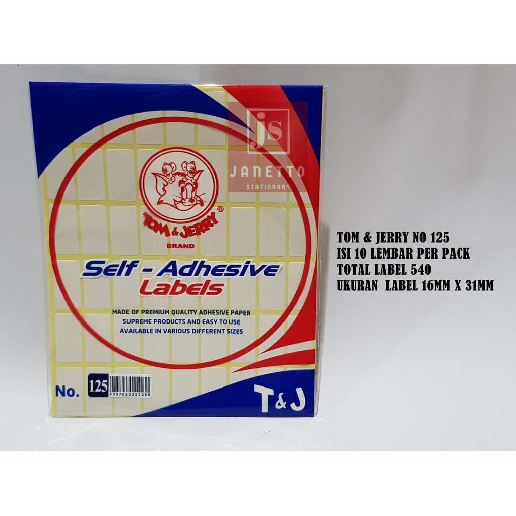 

Label sticker tom and jerry no 125