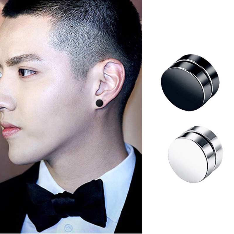 Non Piercing Stainless Steel Anting Tipis Perhiasan Klip Fashion Punk Wanita Pria Magnet Kuat Ear Stud