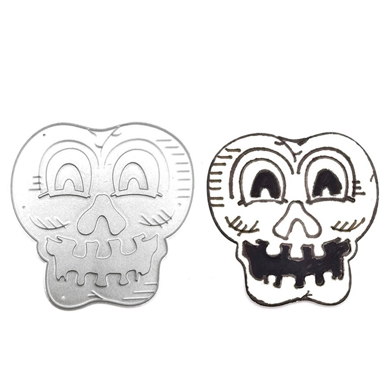 Cetakan Stensil Cutting Dies Motif Hantu Tengkorak Halloween Bahan Metal Untuk Scrapbook / Craft DIY / Embossing