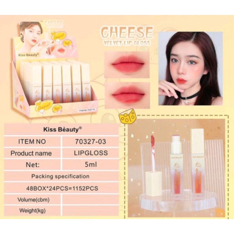 New LIP GLOSS  KISS BEAUTY MATTE 24JAM|  KISS BEAUTY HARUM FRUIT  | CHEESE VELVET NO.70281|70327