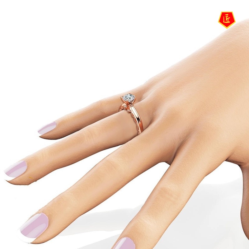 [Ready Stock]14K Rose Gold Luxury Creative Diamond-Studded Ring