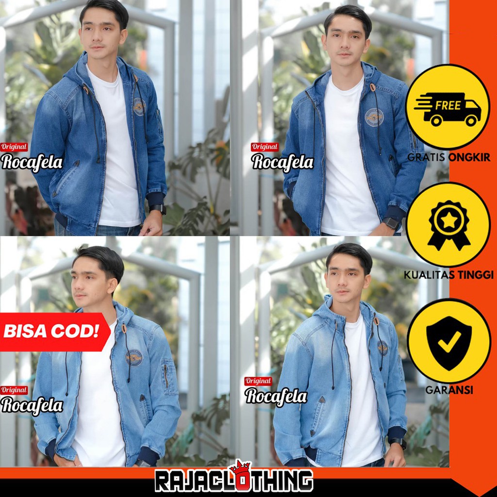 RCL - JAKET BOMBER JEANS  FULL TOPI ROCAFELA / THE RIDDICK MMH - JAKET JEANS BOMBER FULL TOPI RCFLA / THE RIDDICK MMH