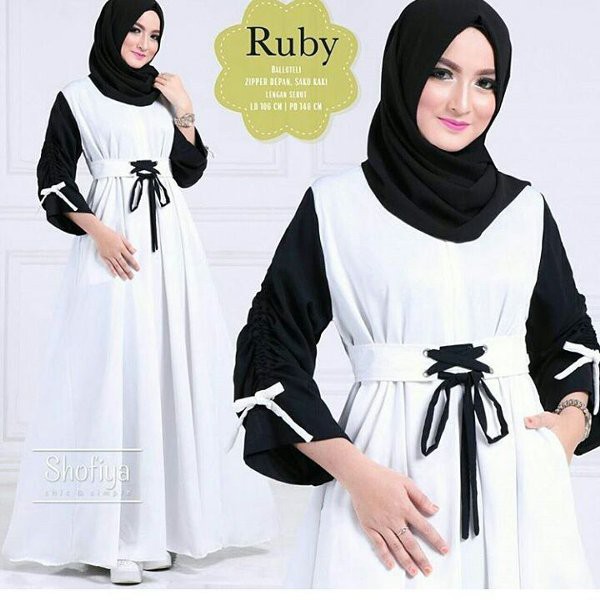 Baju Original ZH RUBBY Maxi Dress Muslim Modern Panjang Hijab Fashion Perempuan Casual Gamis Trend