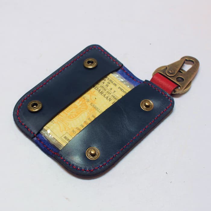 dompet stnk mobil motor model slim gantungan kunci biru merah PHKC645