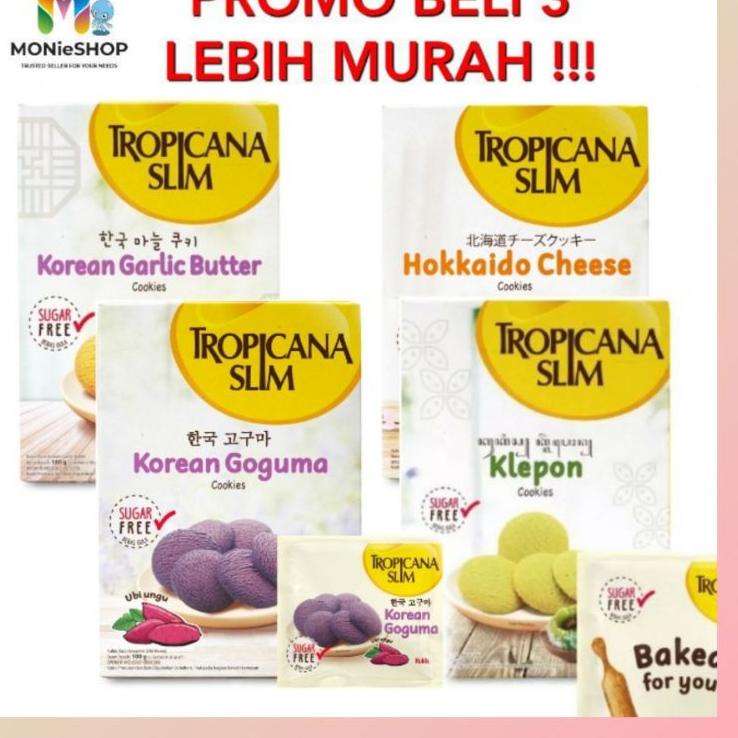 

11.11 MALL TROPICANA SLIM COOKIES Hokkaido Cheese Cookies 100g/ Klepon/ Korean Galic butter/ Korean Goguma/ Diabetasol WAFER/ Tropicana Slim Cookies 100g