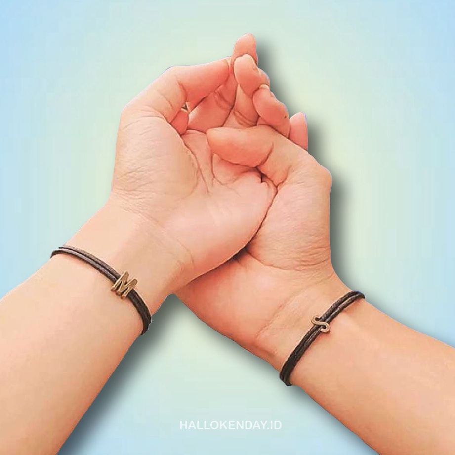 GELANG INISIAL COUPLE HURUF SLIDE BESI / TALI POLOS MINIMALIS WATERPROOF / GELANG CUSTOM