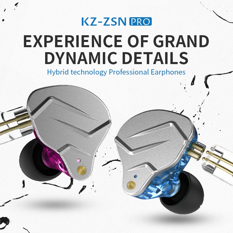 [Garansi 1 Tahun] Knowledge Zenith Headset KZ ZSN PRO BA+DD Hybrid technology HIFI Metal Body