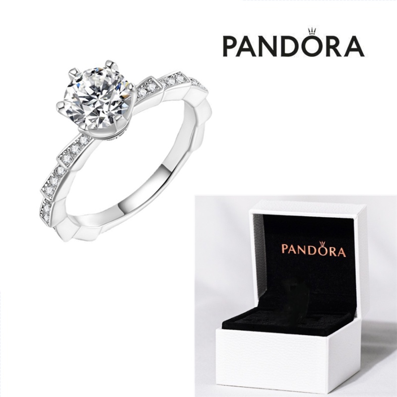 Pandora Cincin 925 Silver Hias Kubik Zirkon Berlian Untuk Wanita