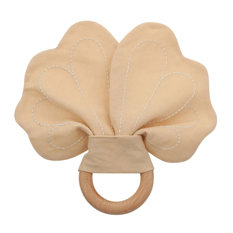 Mary Mainan Rattle Teether Kayu Motif Bordir Bunga Bebas BPA Untuk Stroller Bayi Newborn