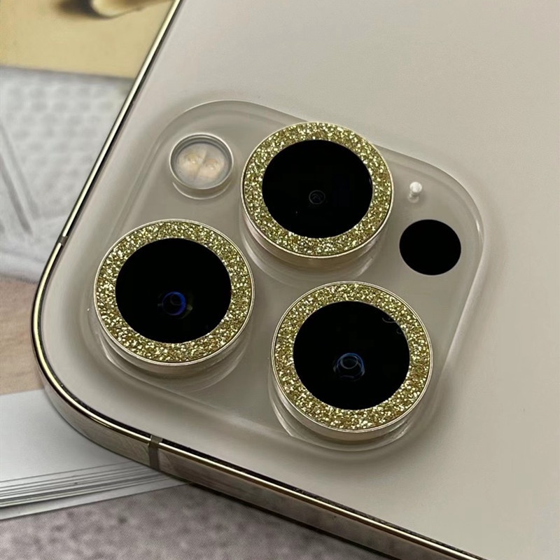 IPHONE Film Pelindung Lensa Kamera Kaca Lensa Bahan Metal Glitter Untuk Iphone11 12 13 14 Pro Max Mini Plus