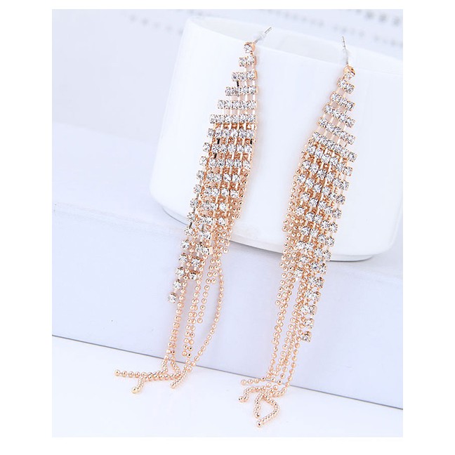 LRC Anting Tusuk Fashion Color Full Diamond Decorated Earrings A572XX