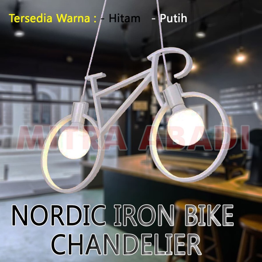 Kap Lampu Gantung Sepeda / Nordic Iron Bike Vintage Chandelier Edison