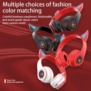 SY39 Headphone Devil S Y39 Gaming Telinga Kucing Kecil Hitam Baru dengan Mikrofon RGB Ponsel Bercaha