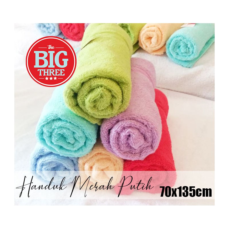 Handuk MERAH PUTIH ukuran 70x140 / 60x120 / 50x100  cm Jumbo Handuk Mandi Dewasa Kuning ungu - TBT