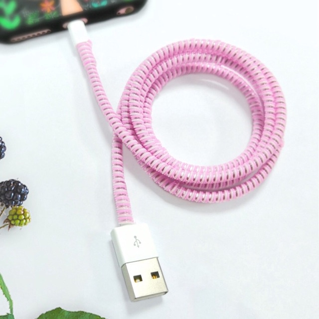 Cover Pelindung Kabel Charger Usb Bentuk Spiral Panjang 140cm Warna Acak