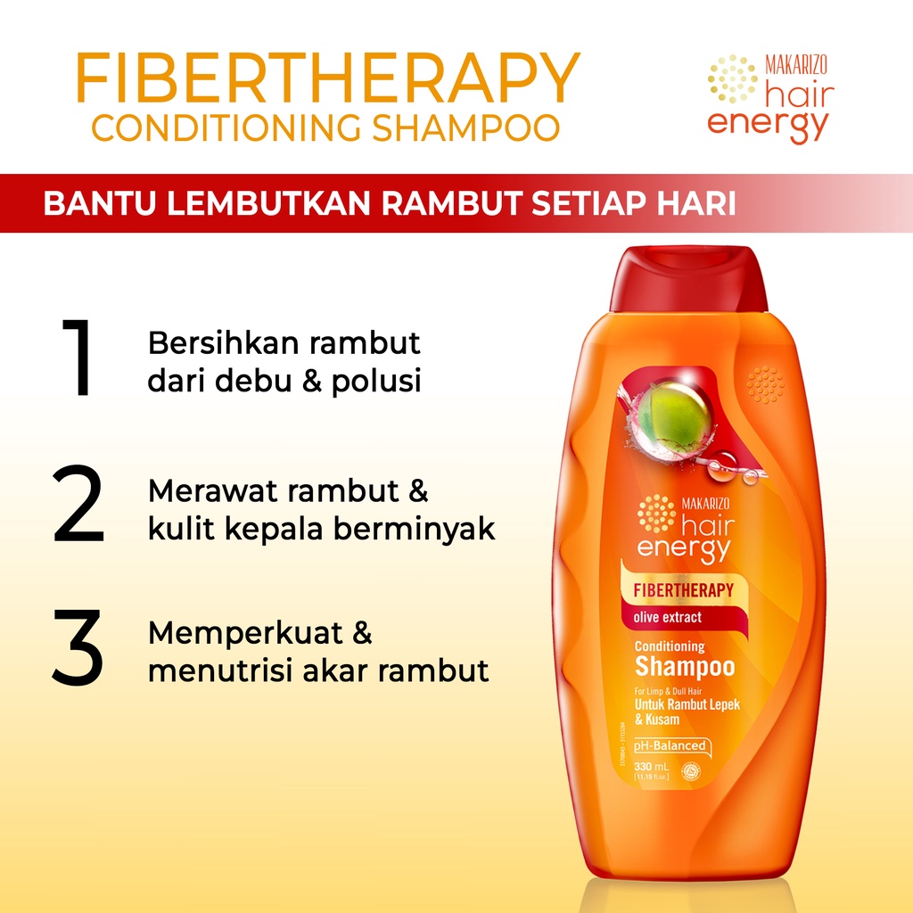 Makarizo Hair Energy Fibertherapy  Conditioning Shampoo Olive 330 mL / Shampo Kondisioner-3