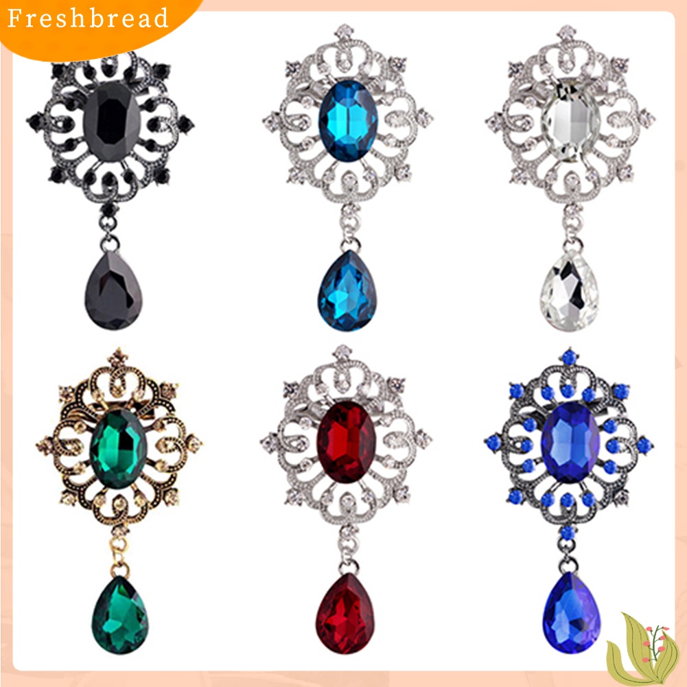 [ TERLARIS]Women's Luxury Rhinestone Alloy Brooch Pin Large Waterdrop Pendent Party Jewelry