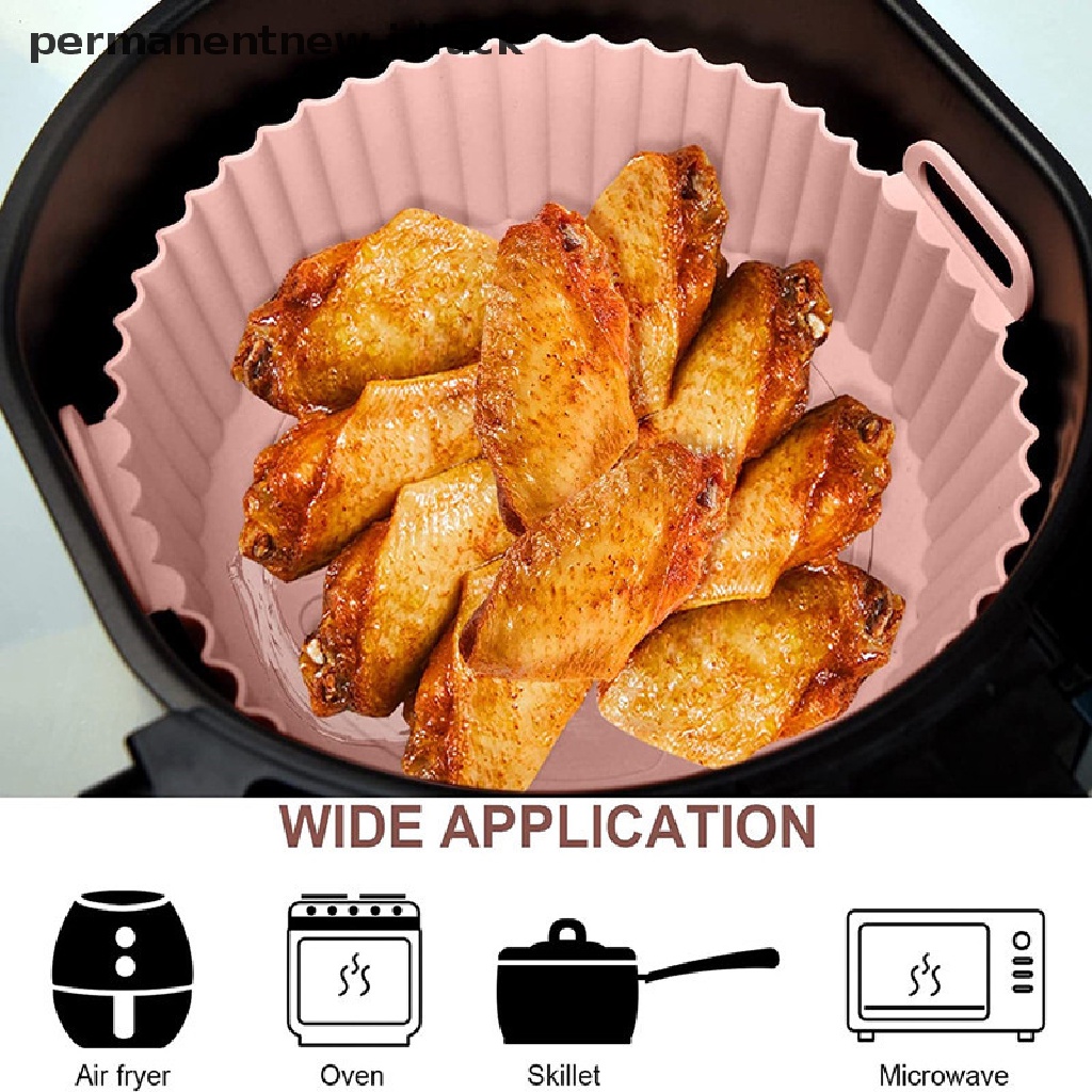 (luckypermanentnew) Loyang Air Fryer Bahan Silikon Anti Lengket Ukuran 16.5cm