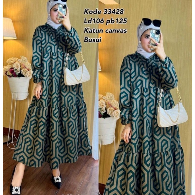 EXTU ZARA PRINT ORIGINAL KATUN LINEN MIDI DRESS BUSUI//GUCCI LAILA DRESS GAMIS TALI