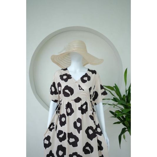 Daster kimono A line rok lebar| Daster ibu menyusui ibu hamil | nursingwear sleepwear-4 beleza black