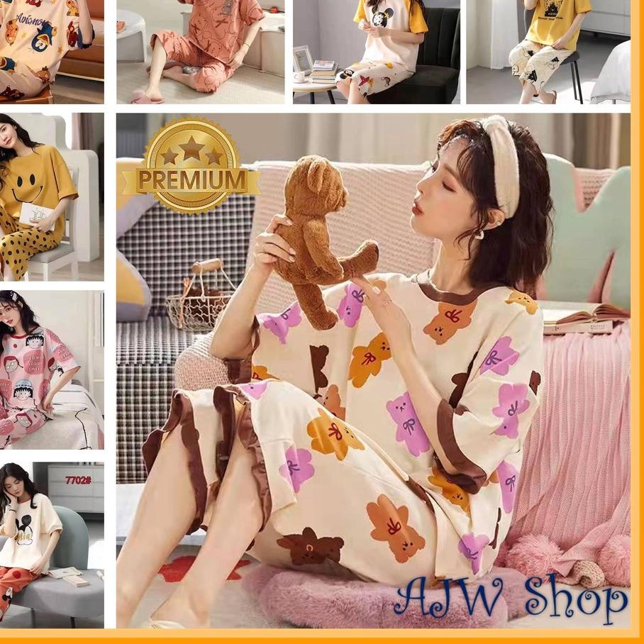Recomend AJW Shop Baju Piyama Wanita Celana 7/8  Piyama Remaja Celana 7/8 | Baju Tidur Remaja Celana