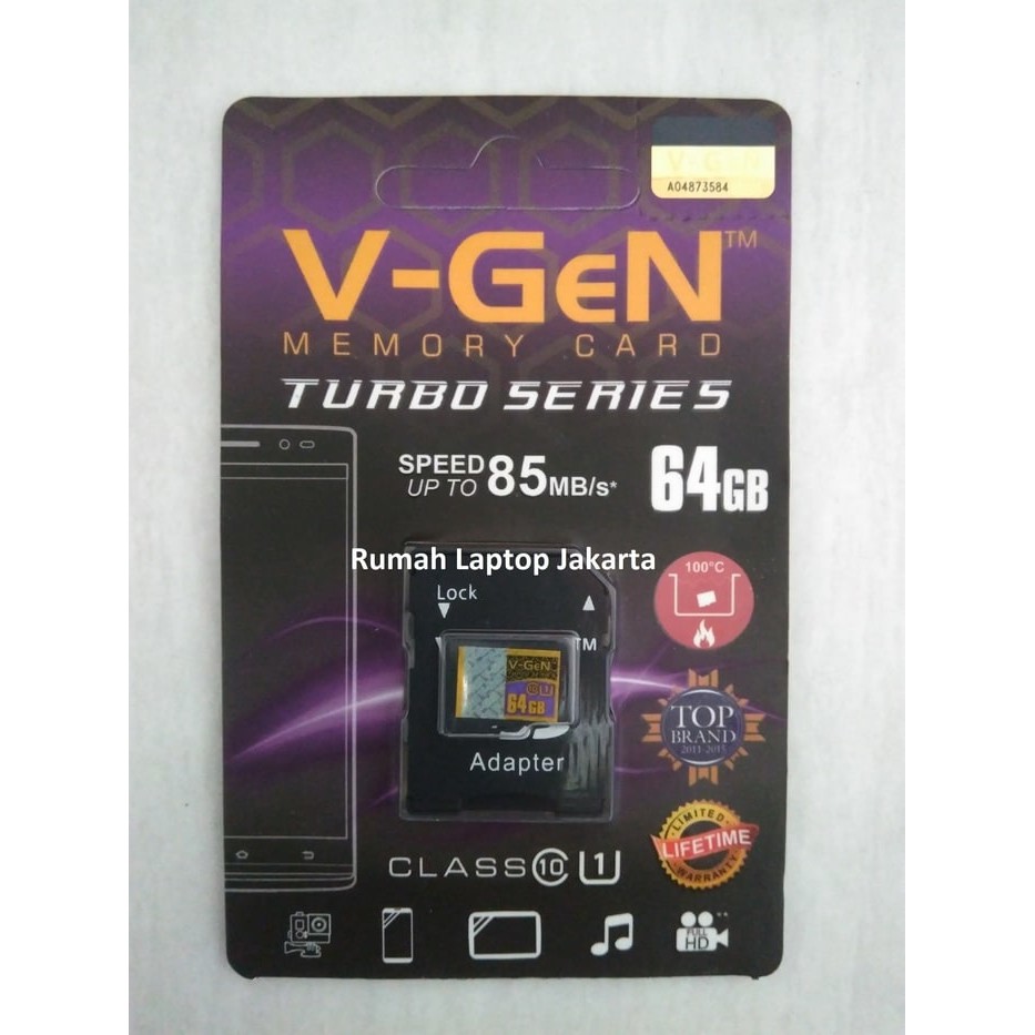ORI Micro SD 64GB V-gen Memory Card HP Vgen Microsd Turbo 64 GB Class 10 TERMURAH