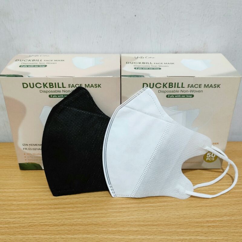 masker duckbill y&amp;b care original isi 50 pcs hitam dan putih masker duckbil ynb kualitas bagus mirip masker sensi mask duckbill bahan tebal