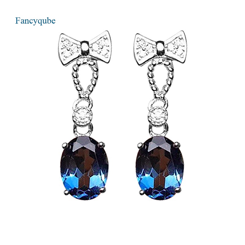 Fancyqube Anting Cubic Zirconia Warna Biru Serbaguna Untuk Wanita