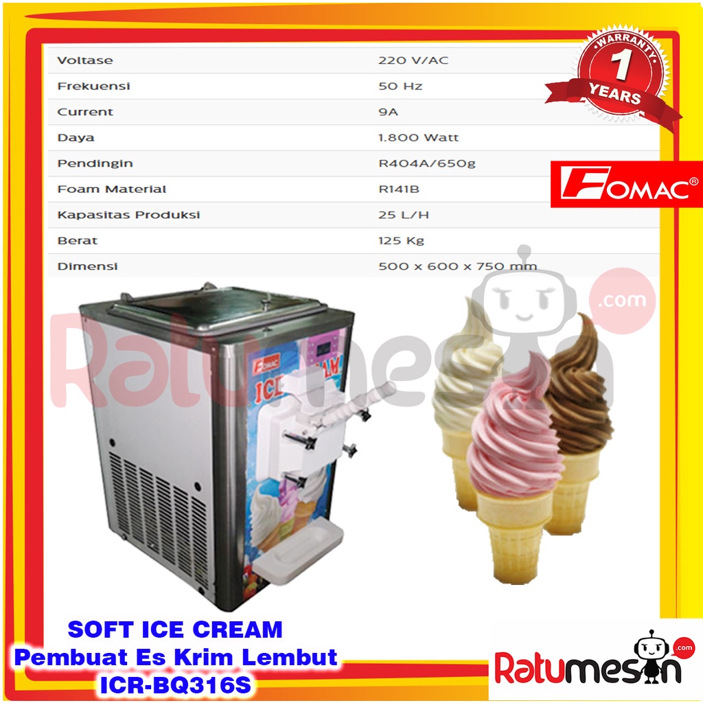 Soft Ice Cream MAchine / Mesin Pembuat Es Krim Lembut 3 Tuas ICR-BQ316S FOMAC