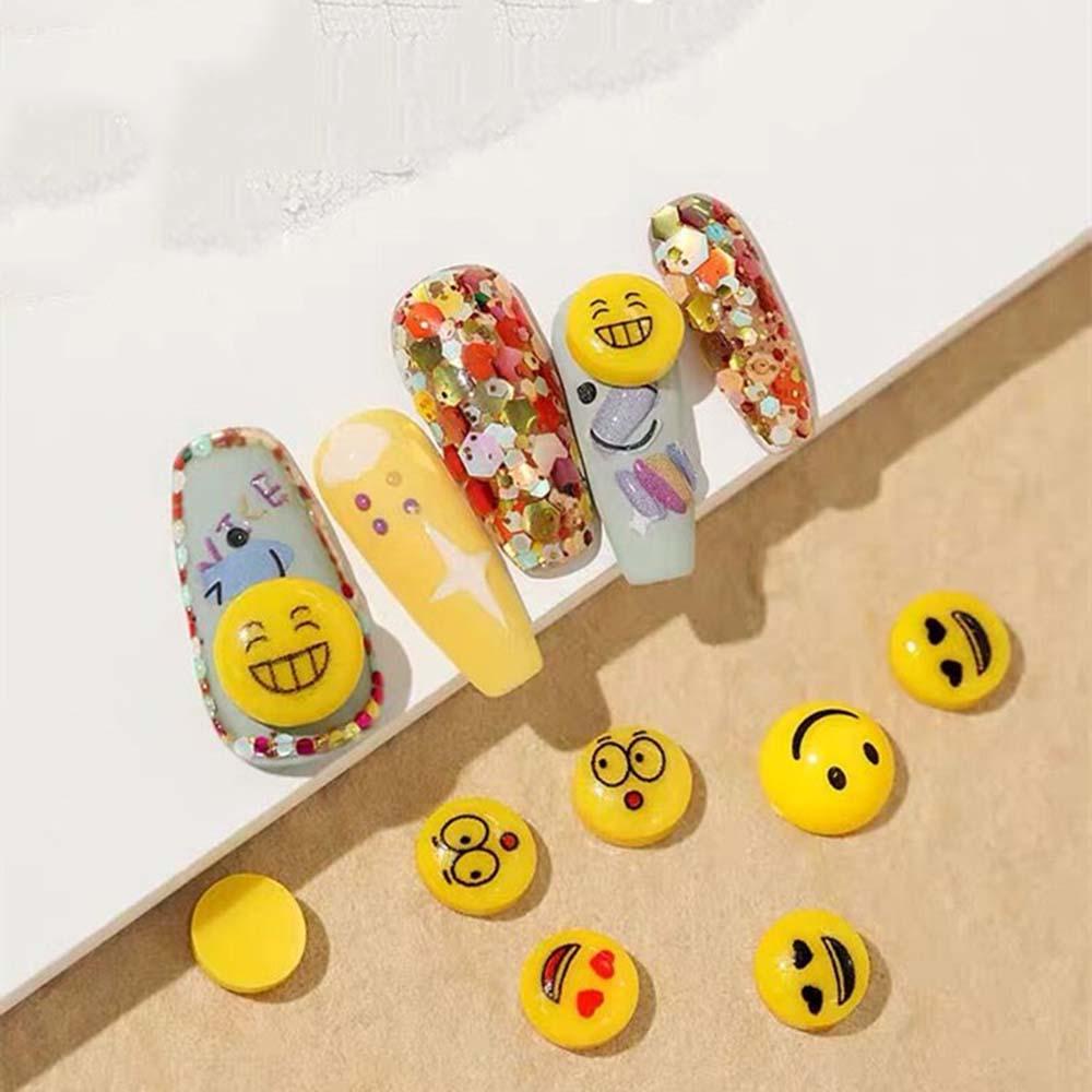 Agustina Perhiasan Kuku Smiley Face Kartun Pesona Lucu DIY Desain Nail Art