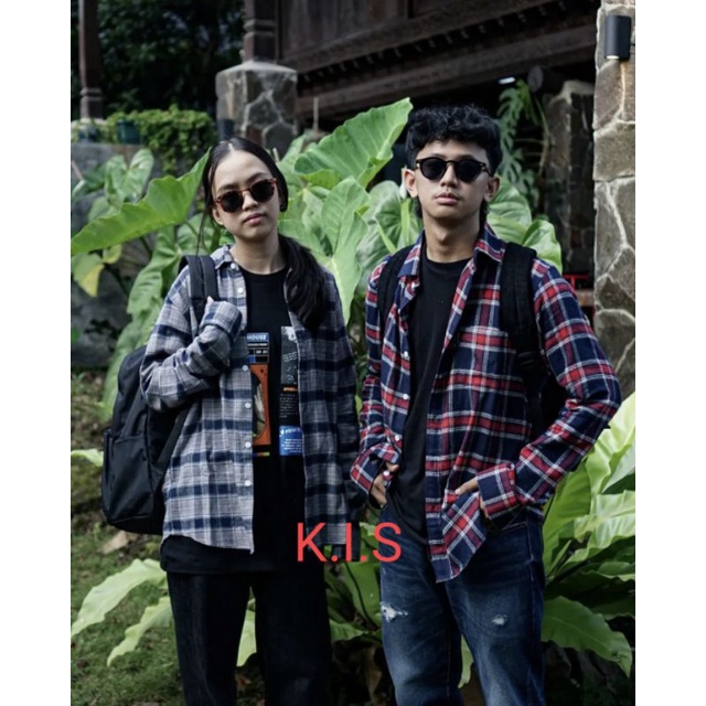 Kemeja Wanita Casual Kemeja Kotak Kotak Wanita Hem Wanita Kemeja Flanel Pria