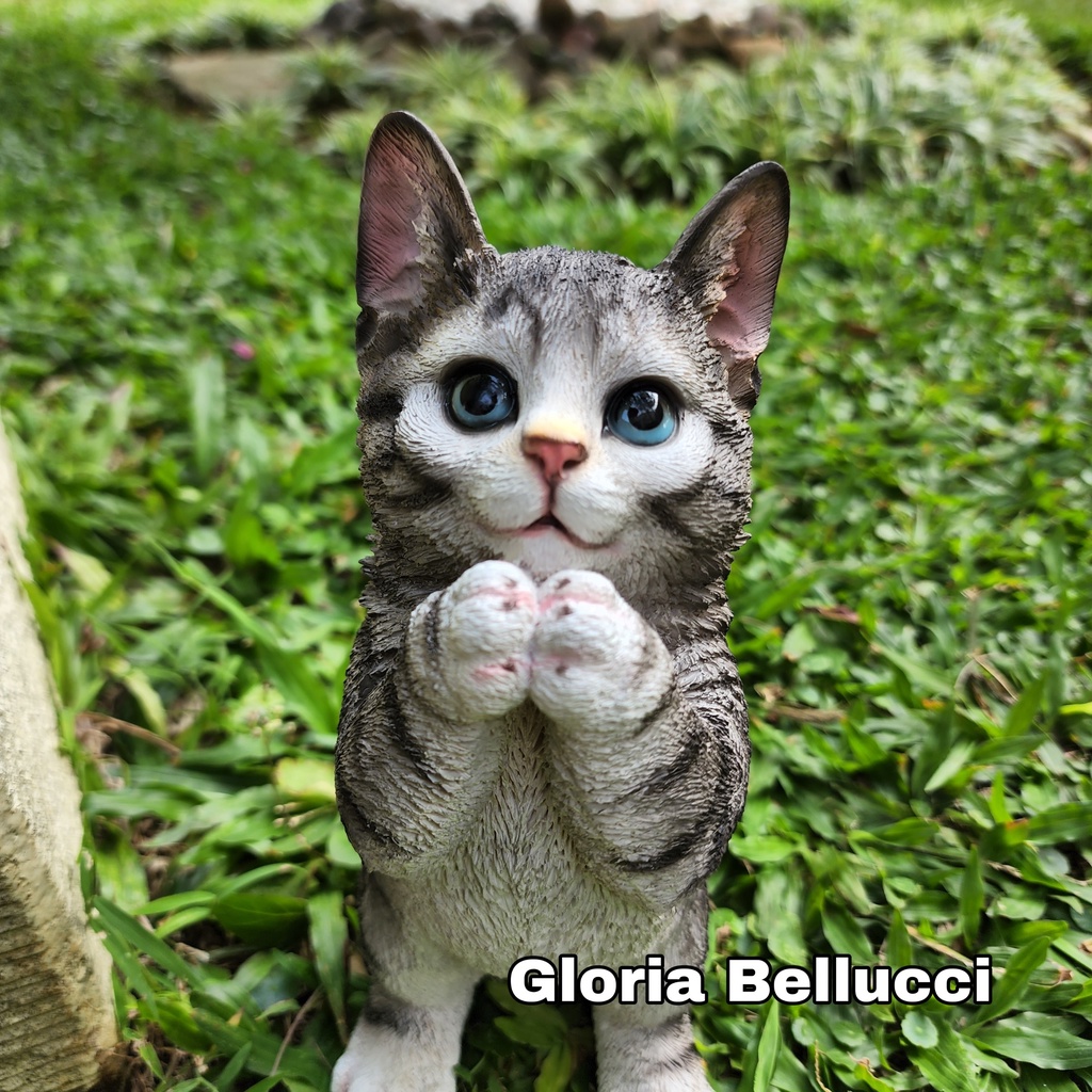 patung pajangan miniatur kucing berdiri anggora persia besar dekorasi kebun rumah