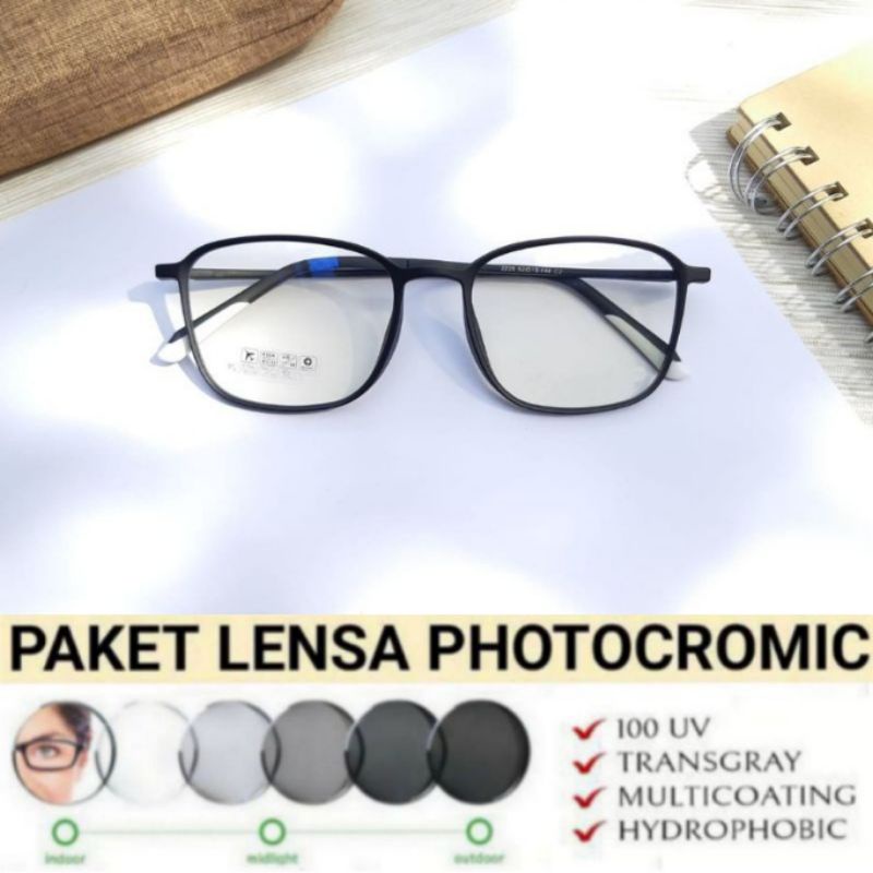 KACAMATA LENTUR PRIA WANITA 2225 (PAKET FRAME + LENSA PHOTOCROMIC)F2225