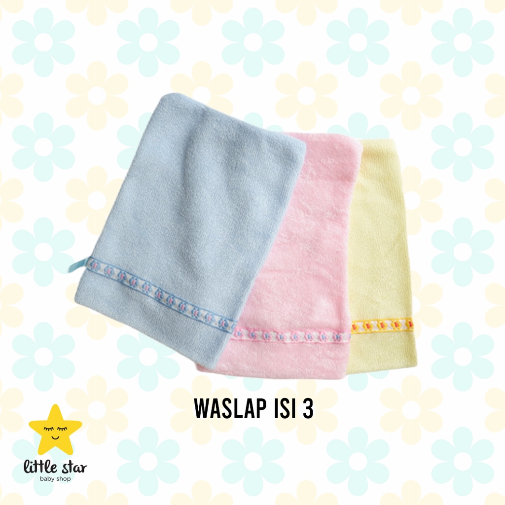 ISI 3 PCS Baby Washlap Handuk Tangan Muka | Waslap Kotak Mandi Bayi Jari Tangan