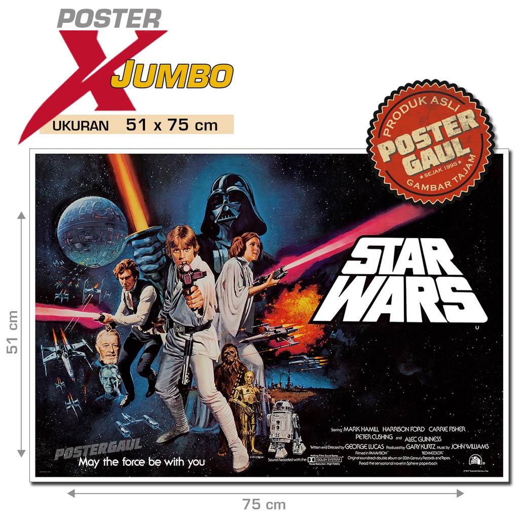 Poster Poster XJumbo REPRODUKSI POSTER FILM : STAR WARS (VERSI BRITISH QUAD 1977) #XJFJP312 - size 5