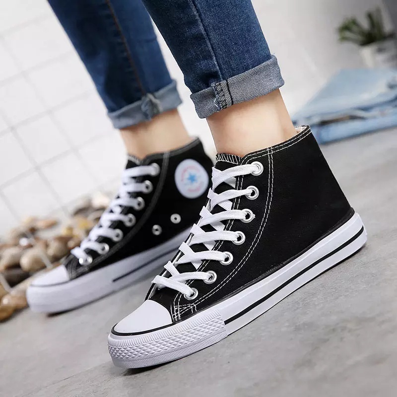 Supplier Sepatu Convers Boot allstar tinggi hitam sepatu kasual pria sepatu formal pria Karet canvas sepatu boots Wanita sepatu sekolah