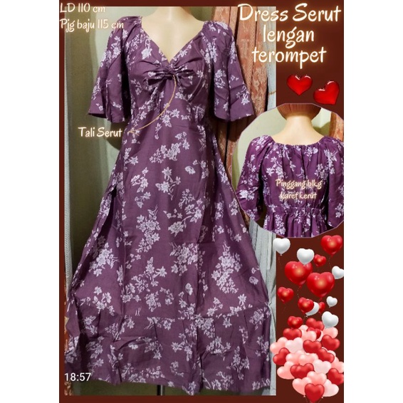 Dress Serut lengan terompet //Daster Serut //Serut Bali