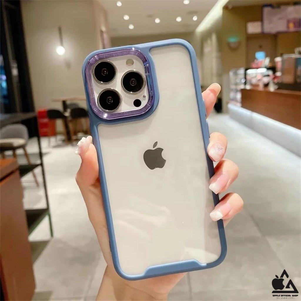 Softcase Candy Bening Chrome OPPOA5S A12 A11K A15 A15S A54 A16E A16K A55 A76 A96 RENO 7 4G 5G 7Z 5G A16 A74 4G A95 With Frame Camera Pelindung Kamera Softcase Silikon Jelly Clear Cover Bukan Hardcase Silicone