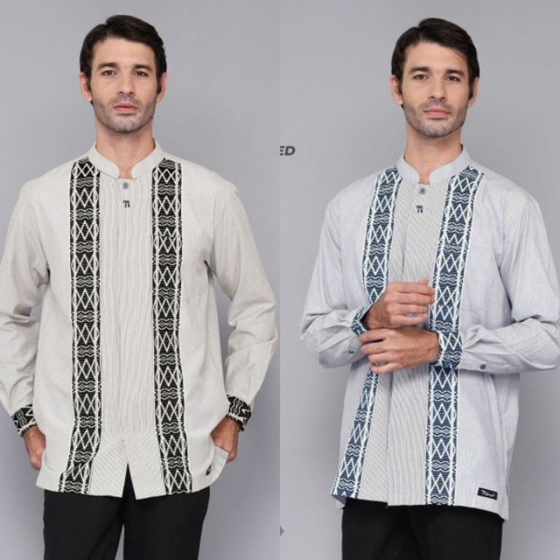 BAJU KOKO NIBRAS LENGAN PANJANG TERBARU//PAKAIAN MUSLIM CASUAL PRIA/NK 062 HITAM COKLAT NAVY