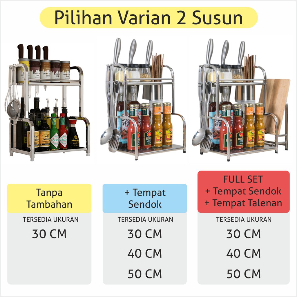 CEO Rak Bumbu Dapur Stainless Steel Rak Bumbu Tingkat Serbaguna