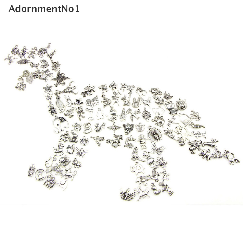 (AdornmentNo1) 100pcs / Lot Liontin Retro Bentuk Hewan Campur Warna Silver Untuk Perhiasan DIY