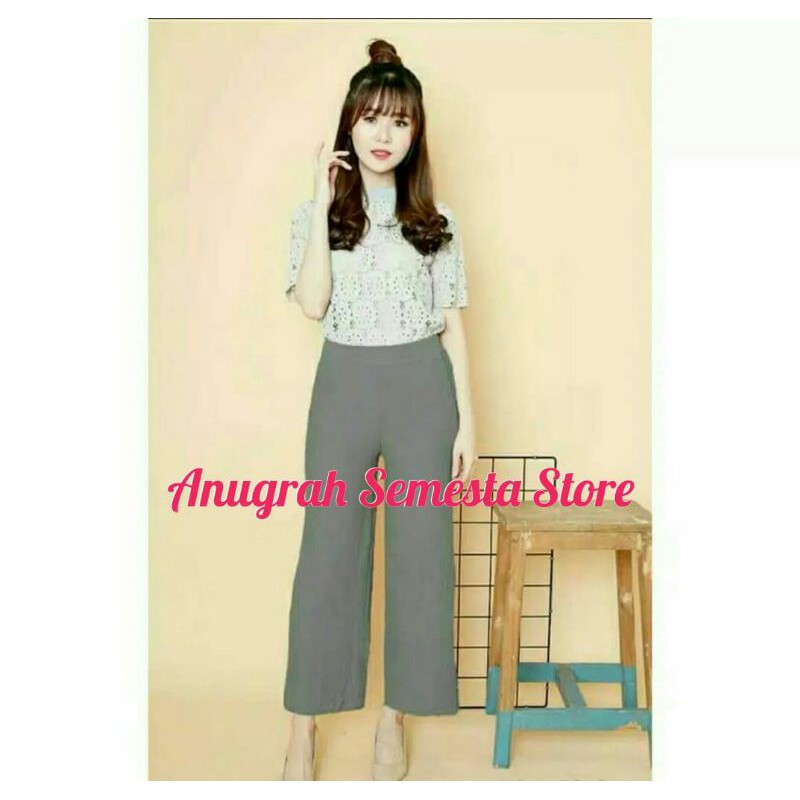 Celana Kulot Panjang Wanita Bahan Babat Alvaro Jagung Ukuran Standar Dan Jumbo BB 40-80 Kg-5