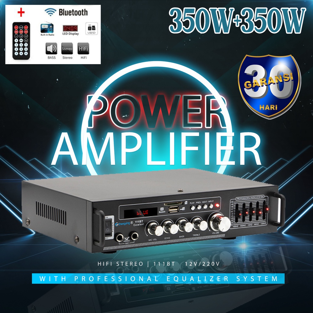 New AV111 Ampli Amplifier Bluetooth Audio Karaoke Home Theater FM Radio 700W (Garansi 10 Tahun)