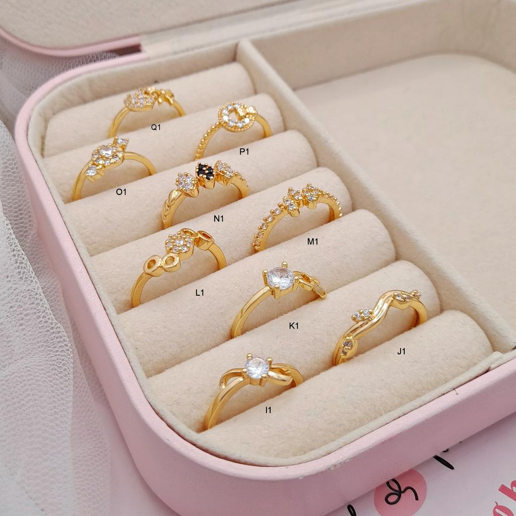 Cincin Wanita RINN Jewerly Xuping Solitaire Mata 1 Layer Fuji V Free Size Lapis Emas Gold - BR386