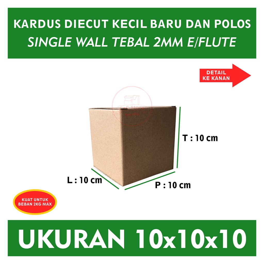 

Kardus Box Karton Polos Die Cut Uk 10x10x10