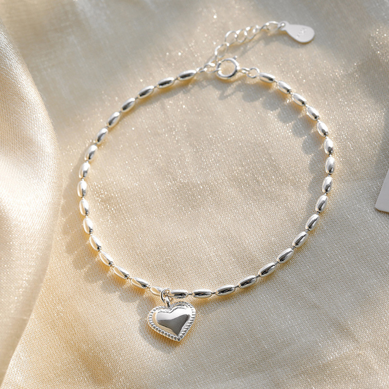 [Ready Stock]Fashion Personality Plated S925 Silver Heart Bracelet