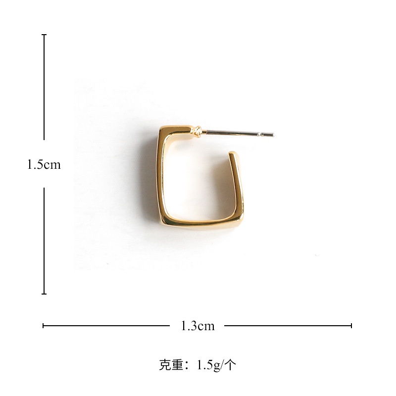 INS Square Shape Silver/Gold Plated Earrings Ear Hoop for Lovely Girls